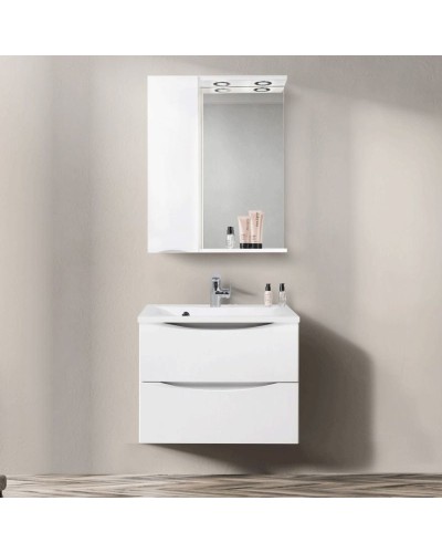 Зеркало со шкафом BelBagno MARINO-SPC-900/750-1A-BL-P-L 90 с подсветкой Bianco Lucido