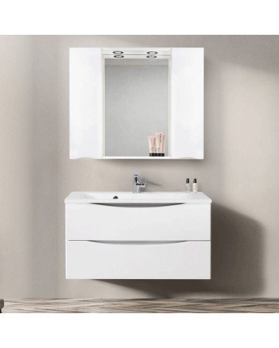 Зеркало со шкафом BelBagno MARINO-SPC-1200/750-2A-BL-P 120 с подсветкой Bianco Lucido