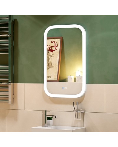 МИРАХ - 400х700 Зеркало Led, с сенс. на зеркале, холодная подсветка, с подогревом (Мини ЗЛП852)