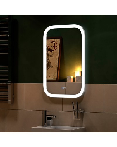 МИРАХ - 400х700 Зеркало Led, с сенс. на зеркале, холодная подсветка, с подогревом (Мини ЗЛП852)