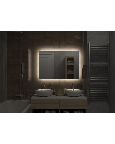 НЕМБУС -1000х700 Зеркало Led, ореол с бесконт.сенс., холод.подсветка с подогревом (Треже ЗЛП400)