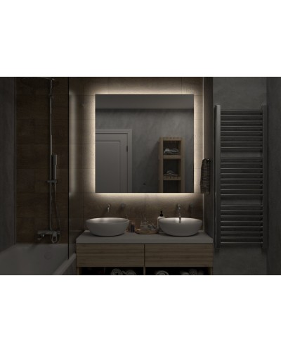 НЕМБУС -1000х1000 Зеркало Led, ореол с бесконт.сенс., холод.подсветка с подогревом (Треже ЗЛП397)