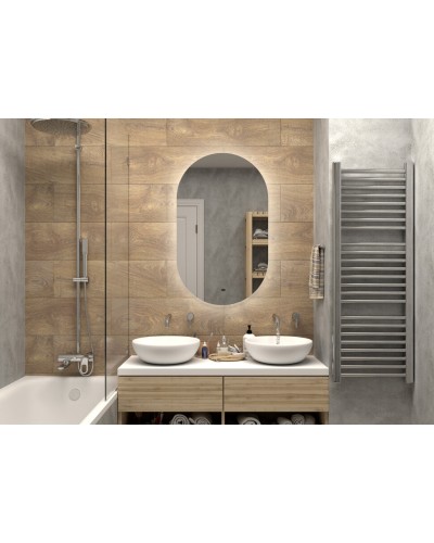 ТИТАВИН - 600х1000 Зеркало Led, ореол с бесконт.сенс., холод.подсветка с подогревом (Флер ЗЛП532)