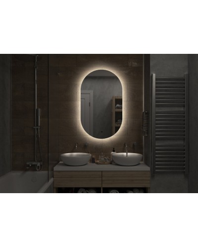 ТИТАВИН - 600х1000 Зеркало Led, ореол с бесконт.сенс., холод.подсветка с подогревом (Флер ЗЛП532)