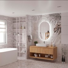 ТИТАВИН - 600х1000 Зеркало Led, ореол с бесконт.сенс., холод.подсветка с подогревом (Флер ЗЛП532)