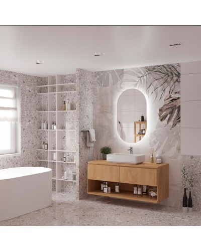 ТИТАВИН - 600х1000 Зеркало Led, ореол с бесконт.сенс., холод.подсветка с подогревом (Флер ЗЛП532)