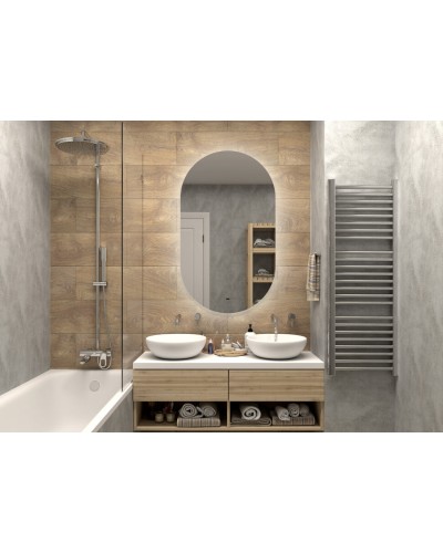 ТИТАВИН - 700х1200 Зеркало Led, ореол с бесконт.сенс., холод.подсветка с подогревом (Флер ЗЛП628)