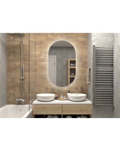 ТИТАВИН - 650х1100 Зеркало Led, ореол с бесконт.сенс., холод.подсветка с подогревом (Флер ЗЛП595)