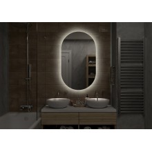 ТИТАВИН - 650х1100 Зеркало Led, ореол с бесконт.сенс., холод.подсветка с подогревом (Флер ЗЛП595)