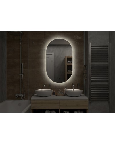 ТИТАВИН - 650х1100 Зеркало Led, ореол с бесконт.сенс., холод.подсветка с подогревом (Флер ЗЛП595)