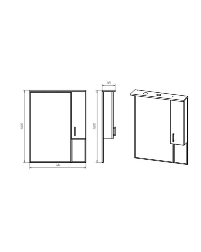 Амбра - 80 зеркало-шкаф прав. (свет)