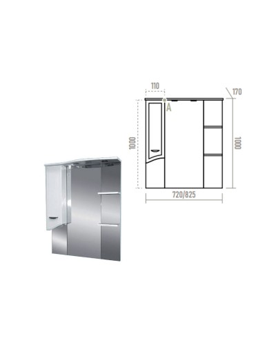 Дрея - 85 Зеркало - шкаф лев. (свет)