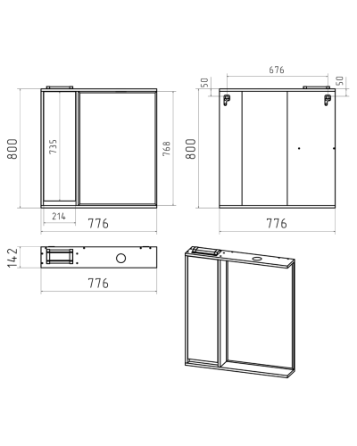 BALATON - 80 Зеркало-шкаф левый, комбинированный