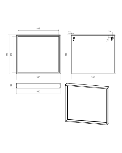 Dallas - 90 Зеркало свет ДСП (Дуб Галифакс)