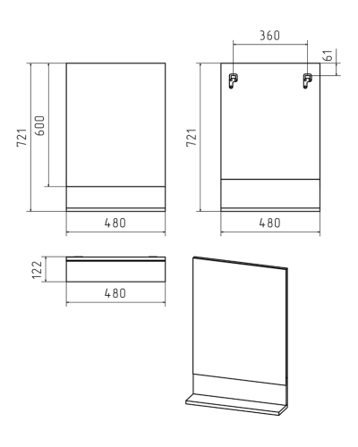 Алиса - 50 Зеркало белое с полкой
