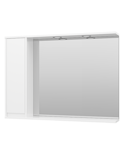 Алиса -100 Зеркало белое с 1 шкафчиком левое