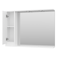 Алиса -100 Зеркало белое с 1 шкафчиком левое