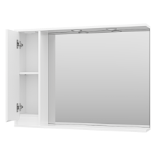 Алиса -100 Зеркало белое с 1 шкафчиком левое