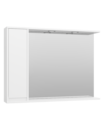 Алиса -100 Зеркало белое с 1 шкафчиком левое