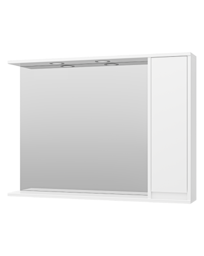 Алиса -100 Зеркало белое с 1 шкафчиком правое