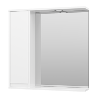 Алиса - 75 Зеркало белое с 1 шкафчиком левое