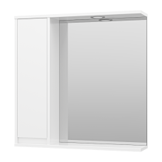 Алиса - 75 Зеркало белое с 1 шкафчиком левое