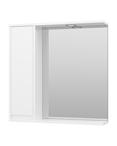 Алиса - 75 Зеркало белое с 1 шкафчиком левое