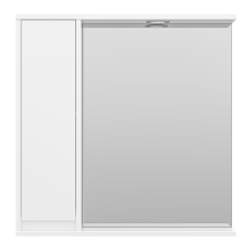 Алиса - 75 Зеркало белое с 1 шкафчиком левое