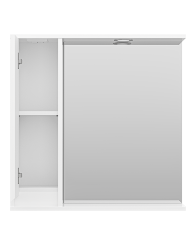 Алиса - 75 Зеркало белое с 1 шкафчиком левое