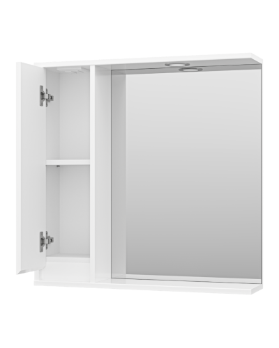 Алиса - 75 Зеркало белое с 1 шкафчиком левое