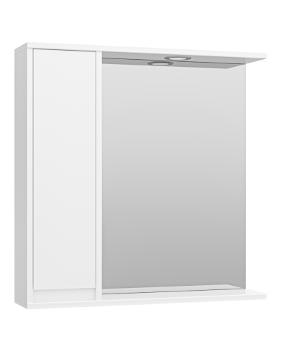 Алиса - 75 Зеркало белое с 1 шкафчиком левое