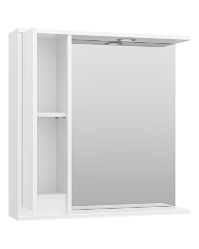 Алиса - 75 Зеркало белое с 1 шкафчиком левое