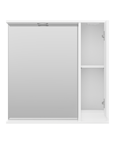 Алиса - 75 Зеркало белое с 1 шкафчиком правое