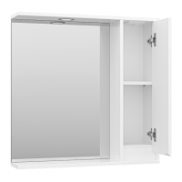 Алиса - 75 Зеркало белое с 1 шкафчиком правое