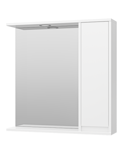 Алиса - 75 Зеркало белое с 1 шкафчиком правое