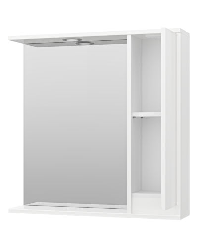 Алиса - 75 Зеркало белое с 1 шкафчиком правое