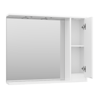 Алиса - 90 Зеркало белое с 1 шкафчиком правое