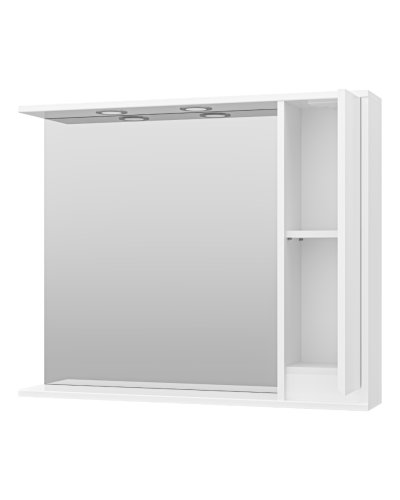 Алиса - 90 Зеркало белое с 1 шкафчиком правое