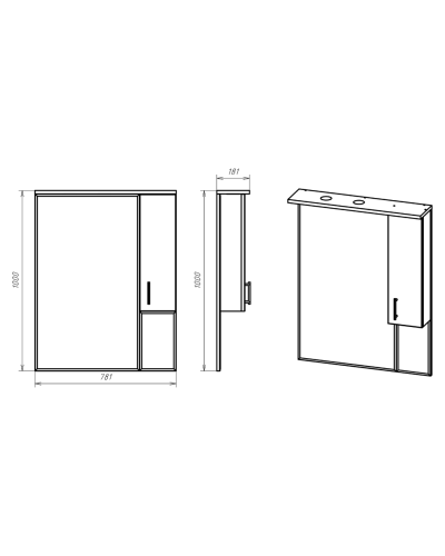 Амбра - 80 зеркало-шкаф прав. (свет)