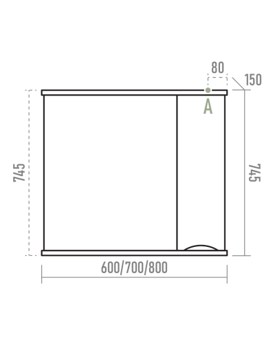 Атлантик - 60 Зеркало с 1 шкаф. белый левый