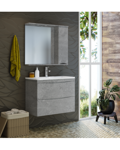 Атлантик - 70 Зеркало с 1 шкаф. серый камень левый