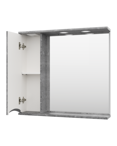 Атлантик - 80 Зеркало с 1 шкаф. серый камень левый