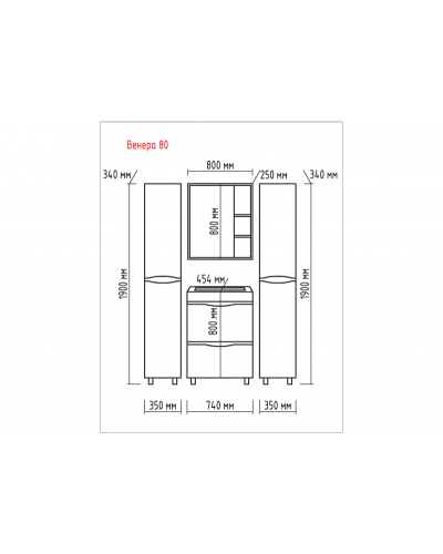 Венера - 80 Зеркало-шкаф прав. со светом комбинированное