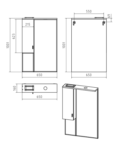 Дива - 65 Зеркало-шкаф со светом левое