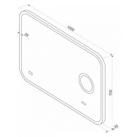 СТАЙЛ "B 135" Зеркало 1000*700 с увеличительным зеркалом, часами