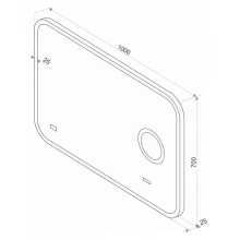 СТАЙЛ "B 135" Зеркало 1000*700 с увеличительным зеркалом, часами