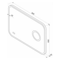 СТАЙЛ "B 135" Зеркало 800*600 с увеличительным зеркалом, часами