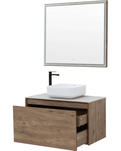 Зеркало Aquanet Nova Lite 90 249516 с подсветкой Дуб рустикальный