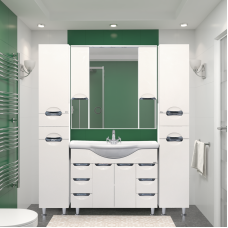 Орхидея -105 Зеркало - шкаф (свет) белая эмаль