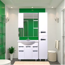 Орхидея - 75 Зеркало - шкаф лев. (свет) белая эмаль